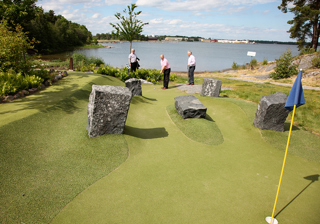 Stones as obstacles at adventure golf course